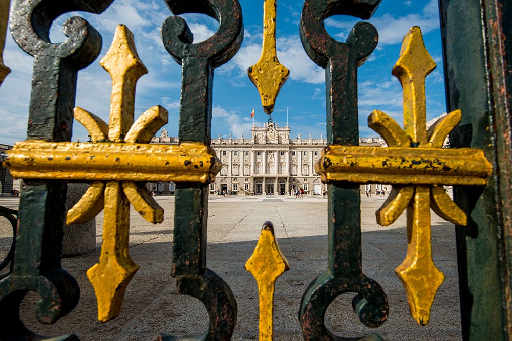 Main gate to the Royal Palace, Madrid, Spain.
